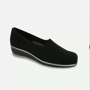 SAS Bliss Slip On Wedge Black Shoes Size 9.5